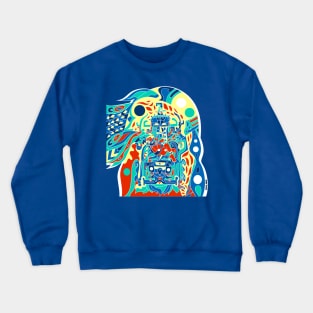 señor pakal the mayan crimson astronaut in space pattern Crewneck Sweatshirt